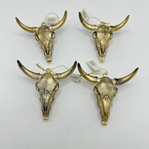 Longhorn Rustic Gold Christmas Ornaments (4)‎